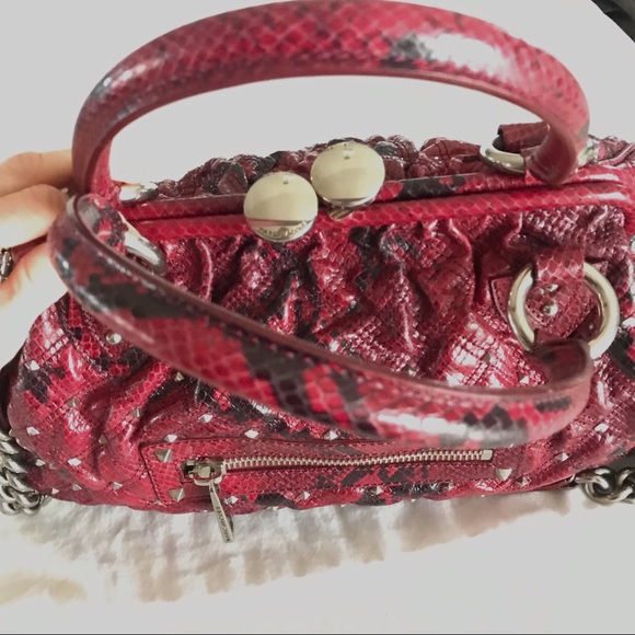 Marc Jacobs STAM Bag Python Bordeaux Studded wTags - Picture 9 of 17